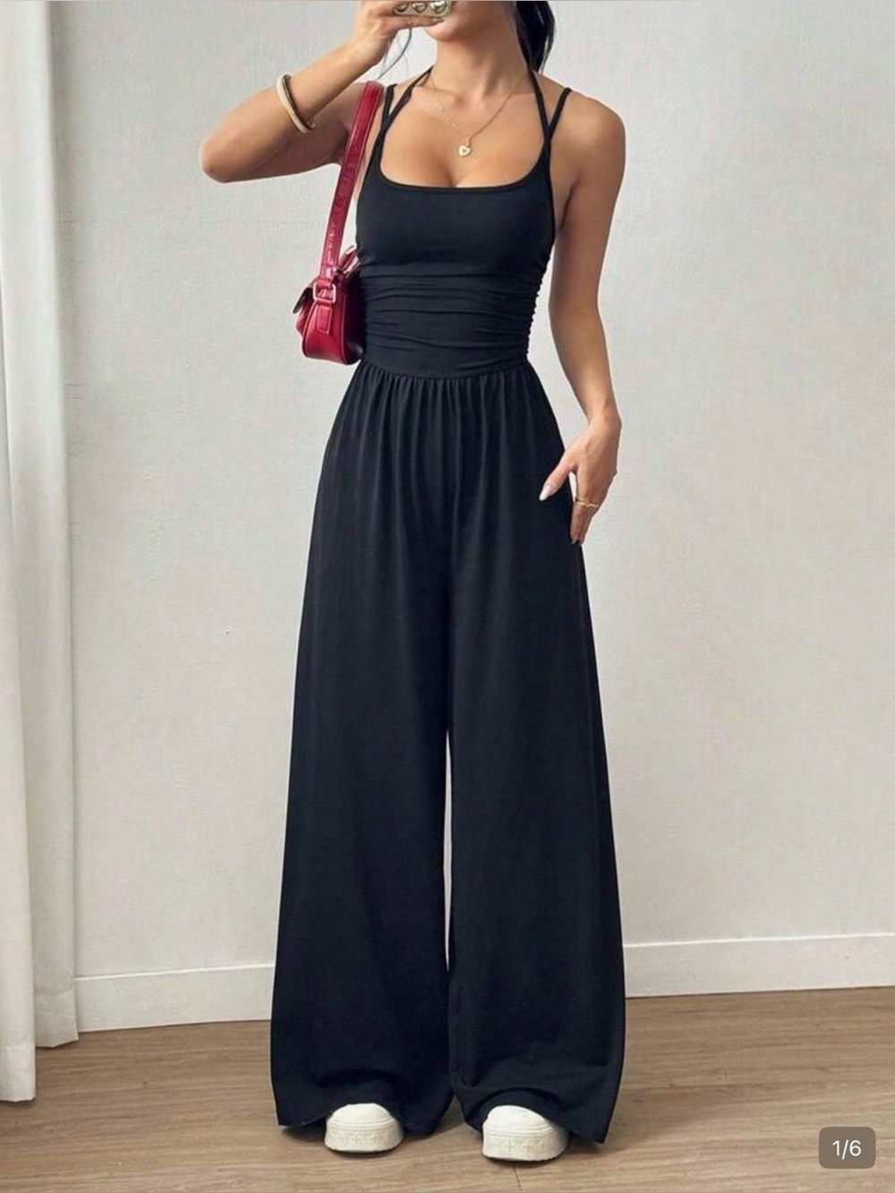 Black Wide-Leg Jumpsuit- large